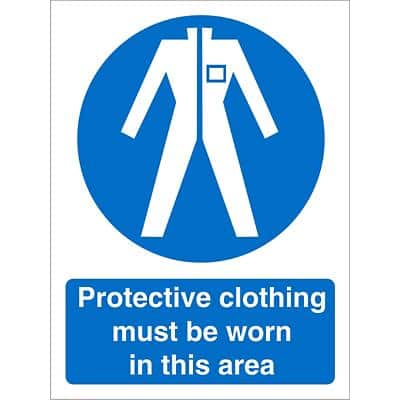 Mandatory Sign Protective Clothing in this Area Vinyl 20 x 15 cm