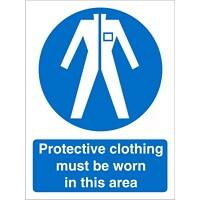 Mandatory Sign Wear Protective Clothing In This Area Plastic Blue, White 30 x 20 cm