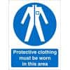 Mandatory Sign Wear Protective Clothing In This Area Plastic Blue, White 30 x 20 cm