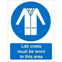 Mandatory Sign Lab Coats Must Be Worn in This Area Adhesive Plastic 30 x 20 cm