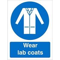 Mandatory Sign Lab Coats Adhesive Vinyl 20 x 15 cm