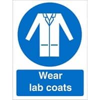 Mandatory Sign Lab Coats Adhesive Vinyl 30 x 20 cm