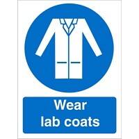 Mandatory Sign Wear Lab Coats Plastic 30 x 20 cm