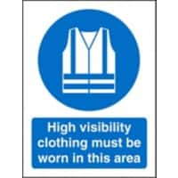 Mandatory Sign High Vis Clothing Must Be Worn Vinyl Assorted Blue, White 20 x 15 cm