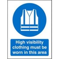 Mandatory Sign High Vis Clothing Must Be Worn Vinyl Assorted 30 x 20 cm