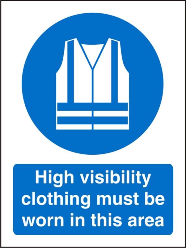 Mandatory Sign High Vis Clothing Must Be Worn Adhesive Plastic 20 x 15 cm
