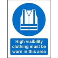 Mandatory Sign High Vis Clothing Must Be Worn Adhesive Plastic 20 x 15 cm