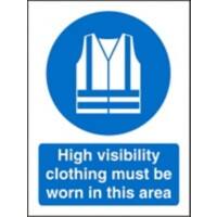Mandatory Sign High Vis Clothing Must Be Worn Plastic Assorted Blue, White 30 x 20 cm