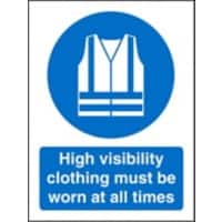 Mandatory Sign High Vis Clothing Must Be Worn Adhesive Vinyl 20 x 15 cm