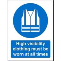 Mandatory Sign High Vis Clothing Must Be Worn Self Adhesive Vinyl 30 x 20 cm