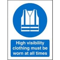 Mandatory Sign High Vis Clothing Must Be Worn Plastic Blue, White 20 x 15 cm