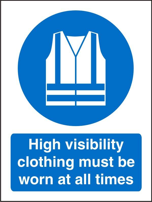 Mandatory Sign High Vis Clothing Must Be Worn Adhesive Plastic 30 x 20 cm