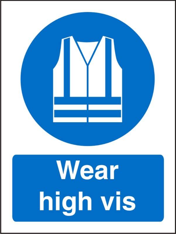 Mandatory Sign Wear High Vis Adhesive Plastic 20 x 15 cm