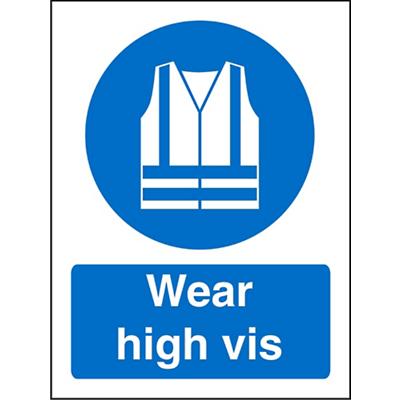 Mandatory Sign Wear High Vis Plastic Blue, White 30 x 20 cm