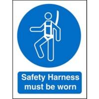 Mandatory Sign Harness Must Be Worn Adhesive Vinyl 30 x 20 cm