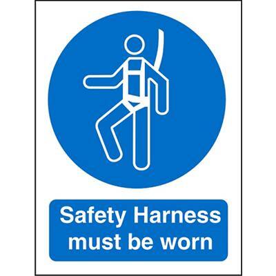 Mandatory Sign Safety Harness Must Be Worn Vinyl 30 x 20 cm