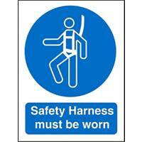 Mandatory Sign Safety Harness Must Be Worn Plastic 20 x 15 cm