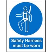Mandatory Sign Harness Must Be Worn Adhesive Plastic 20 x 15 cm