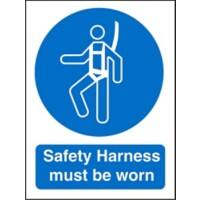 Mandatory Sign Safety Harness Must Be Worn Plastic 20 x 15 cm