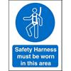 Mandatory Sign Safety Harness Worn in This Area Vinyl 20 x 15 cm