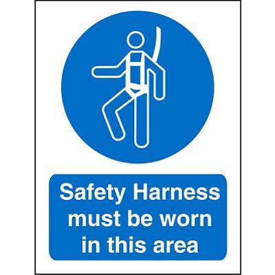 Mandatory Sign Safety Harness Worn in This Area Vinyl 20 x 15 cm