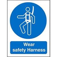 Mandatory Sign Wear Safety Harness Vinyl 20 x 15 cm
