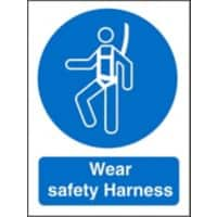 Mandatory Sign Wear Safety Harness Vinyl 20 x 15 cm