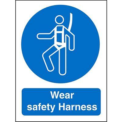 Mandatory Sign Wear Safety Harness Plastic 20 x 15 cm