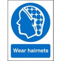 Mandatory Sign Wear Hairnets Vinyl Blue, White 20 x 15 cm