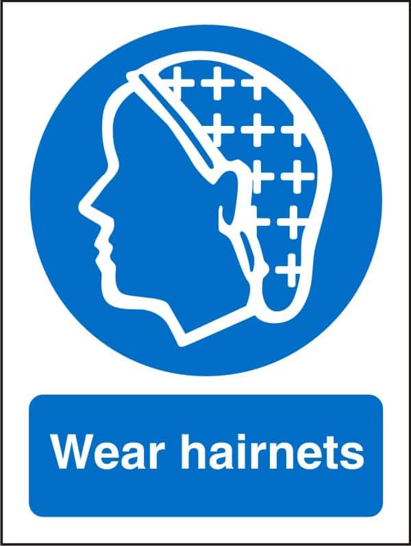 Mandatory Sign Hairnets Adhesive Vinyl 30 x 20 cm