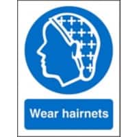 Mandatory Sign Hairnets Adhesive Plastic 30 x 20 cm