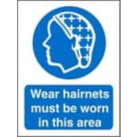 Mandatory Sign Wear Hairnets in this Area Vinyl Blue, White 20 x 15 cm