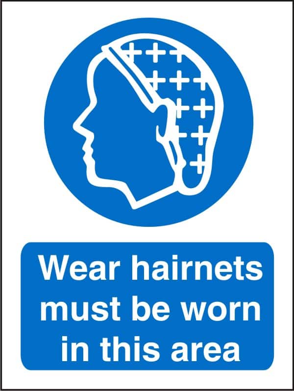 Mandatory Sign Hairnets in this Area Adhesive Vinyl 30 x 20 cm