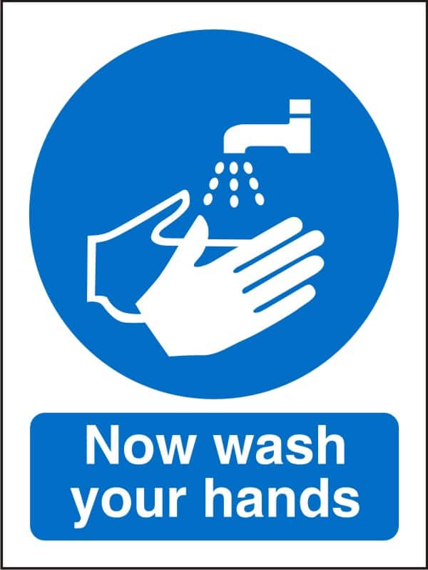Mandatory Sign Now Wash Your Hands Adhesive Vinyl 30 x 20 cm