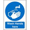 Mandatory Sign Wash Hands Here Vinyl 30 x 20 cm