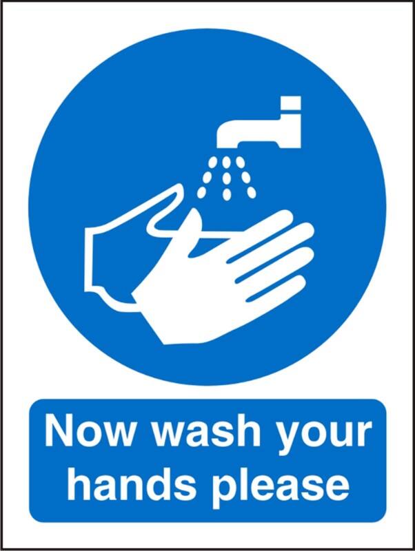 Mandatory Sign Wash Hands Adhesive Vinyl 30 x 20 cm