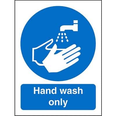 Mandatory Sign Wash Hands Vinyl Blue, White 20 x 15 cm