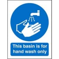 Mandatory Sign This Basin is for Hands Only Vinyl Blue, White 20 x 15 cm