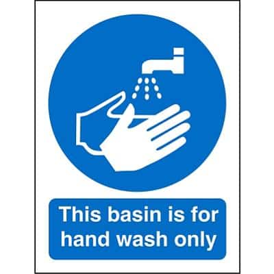 Mandatory Sign This Basin is for Hands Only Vinyl Blue, White 20 x 15 cm