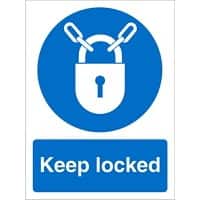 Mandatory Sign Keep Locked Adhesive Vinyl 20 x 15 cm