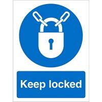 Mandatory Sign Keep Locked Adhesive Plastic 20 x 15 cm