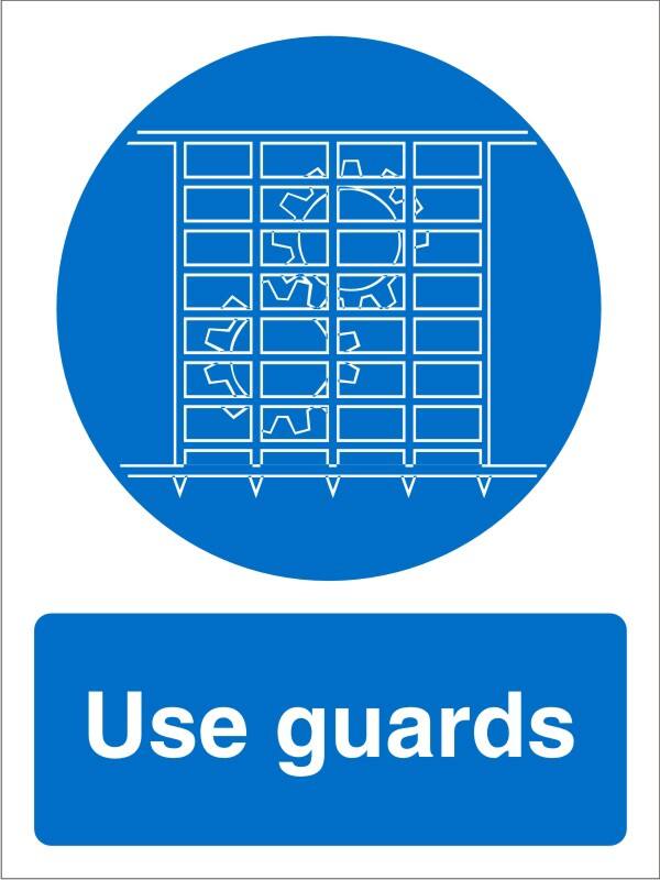 Mandatory Sign Use Guards Adhesive Plastic 30 x 20 cm
