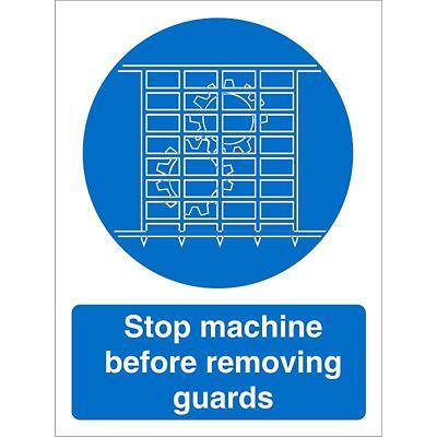 Mandatory Sign Stop Machine vinyl 20 x 15 cm