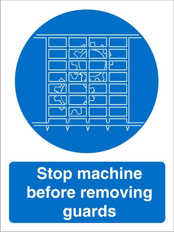 Mandatory Sign Stop Machine Adhesive Vinyl 30 x 20 cm