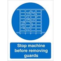 Mandatory Sign Stop Machine Adhesive Plastic 20 x 15 cm