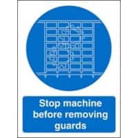 Mandatory Sign Stop Machine Adhesive Plastic 30 x 20 cm