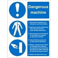 Mandatory Sign Dangerous Machine Adhesive Vinyl 20 x 15 cm