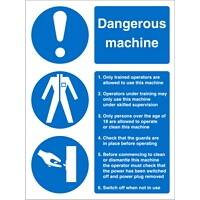 Mandatory Sign Dangerous Machine vinyl Blue, White 20 x 15 cm