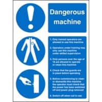 Mandatory Sign Dangerous Machine Plastic Blue, White 20 x 15 cm