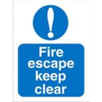 Mandatory Sign Fire Escape Keep Clear Adhesive Plastic 30 x 20 cm